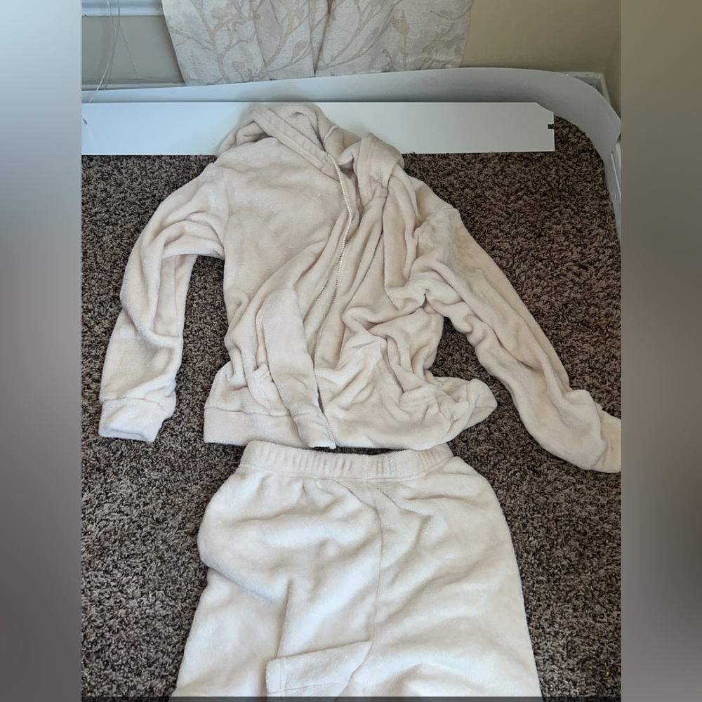 Tan shorts and hoodie soft cozy set